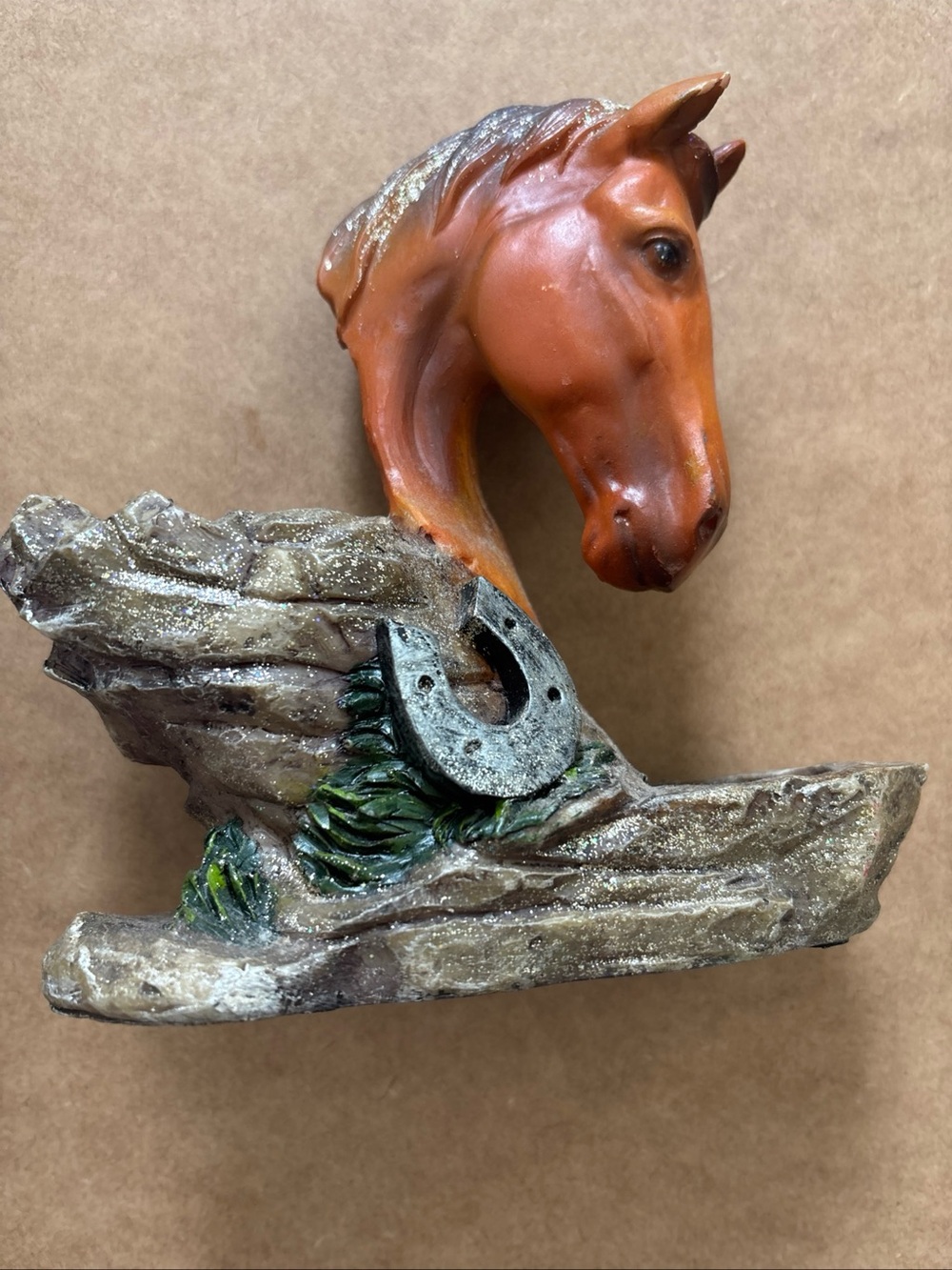 Vintage Resin Horse Head Candle Holder Rustic Western Cowboy Votive Figurine